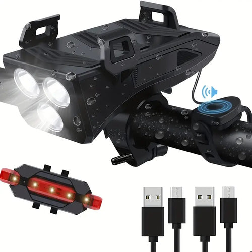 Multi Use Phone Holder - Phone Charger, Light and Horn