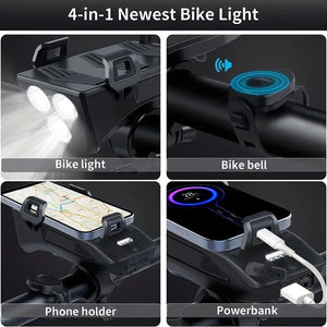 Multi Use Phone Holder - Phone Charger, Light and Horn