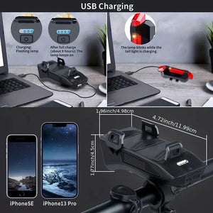 Multi Use Phone Holder - Phone Charger, Light and Horn