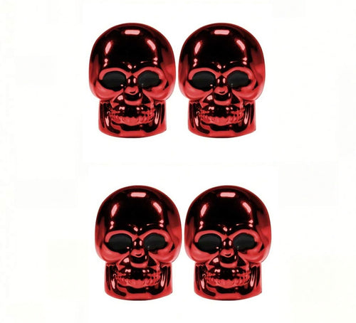 Set Of 4 Valve Dust Caps Red Skull