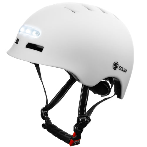 Solar LED Rechargeable Helmet - White